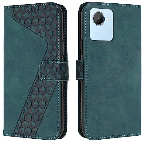YIRRANZD Handyhülle für Realme C30 Hülle, PU Leder Klapphülle Kartenfach Ständer Magnetisch, Flip Case Cover Handytasche Stoßfeste Schutzhülle für Realme C30 (Grün)