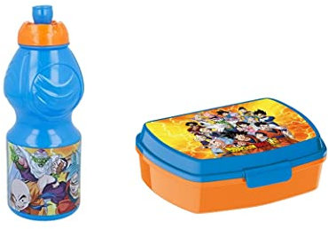 ALMACENESADAN, 5002 Pack rentrée à l'école Dragon Ball composé d'une bouteille sport de 400 ml et d'un appareil à sandwich rectangulaire multicolore, produits réutilisables, sans BPA