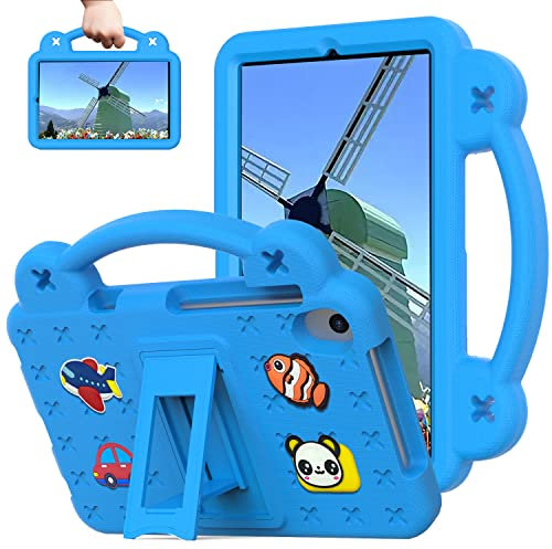 Sfulatdc Custodia per bambini per Lenovo M8 da 8, con cavalletto regolabile e impugnatura antiurto, custodia carina compatibile con Huawei Matepad T8, TCL Tab 8 LE, blu