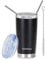 Shinhoo 20oz/ 550ml Insulated Tumbler with Straw and Lid, Double Wall Thermal Coffee Flask Travel Mug Stainless Steel Reusable Cup for Hot Cold Drinks, Spill-Proof (Black)