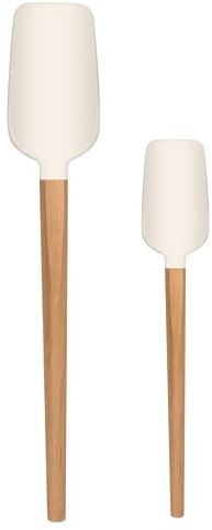 LorisArm Wooden Long Handle Jar Spatulas, 12 & 9 Rubber Spatula Scraper Silicone Spatulas for for Jar, Blender, Bottle.