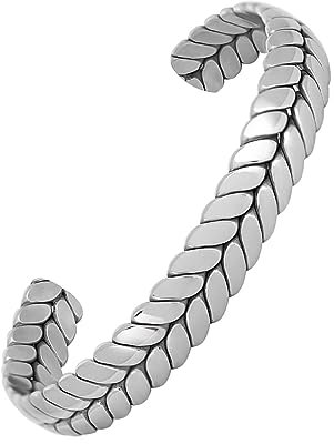 MILAKOO Armband Edelstahl Weizen weben Stil offen verstellbar Armband 8mm breit Armband Damen Geschenk Silber