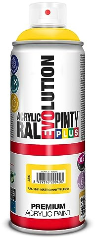 PINTYPLUS Pintura en spray Acrilica Mate EVOLUTION spray 520cc Matt Sunny Yellow RAL 1021
