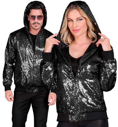 W WIDMANN MILANO Party Fashion - Party Fashion Bomberjacke mit Kapuze, Pailletten Jacke, Party Outfit, Disco