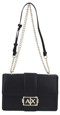 Armani Exchange Jodie, Sustainable, Gold Chain Shoulder Strap, Crossbody M Donna, Nero, One_Size
