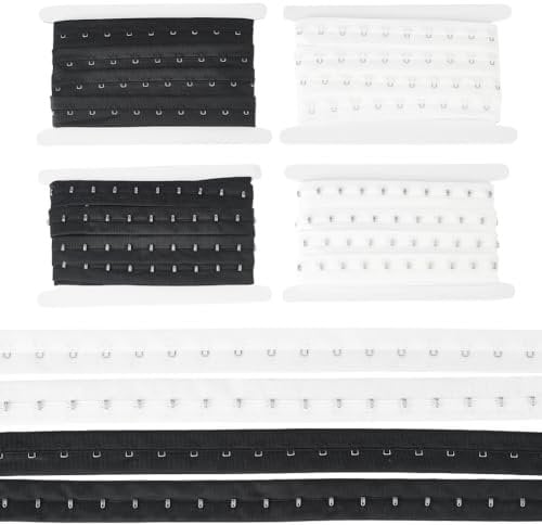 BENECREAT 10 Yards Single Hook and Eye Tape Trim, 2 Colors Polyester Bra Extender for Corset Bra Sewing Quilting Renaissance Dance Corset Bridal Apparel Home Decoration (Black White)