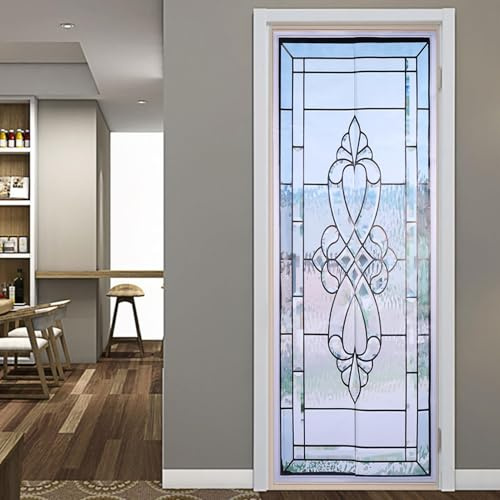 LiebeWH 2Pcs PVC Wall Sticker Door Decal Glass Door Sticker Self Adhesive Wall Murals for Home Living Room Office Decoration