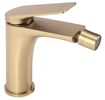 Rea Rubinetto bidet AVALON Brush Gold Miscelatore monocomando in ottone per WC Bagno (Oro spazzolato)