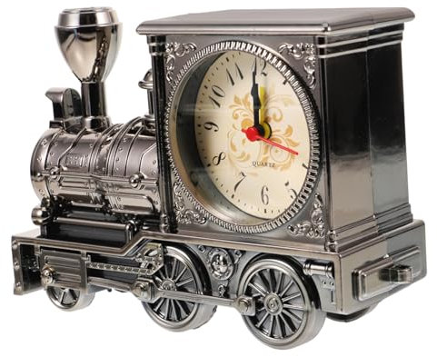 PRETYZOOM Eisenbahn Lokomotive Wecker Kreative Desktop Uhr Für Schlafzimmer Und Wohnzimmer Lustige Eisenbahn Modell Uhr Batteriebetriebenes Tischornament
