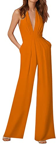 Combinaison Blanche Femme - Robe De Banquet pour Femmes Sexy Combinaison De Pantalons Longs à Col Suspendu Combinaisons De Peinture