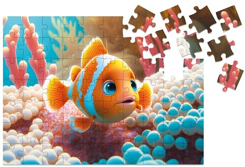 Milliwood Serie Yuppie Cutie - Clownfisch Set - Niedliche Puzzles für die ganze Familie - Unterhaltung für Groß und Klein - Klassisch geformtes Puzzle, 28,5x21cm, 70 Teile