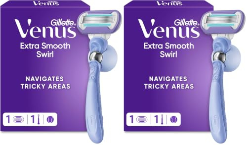 Gillette Venus Deluxe Smooth Swirl Women's Razor - 1 Blade, 5 durable blades to deliver an extra smooth shave that lasts,package may vary (Pack of 2)