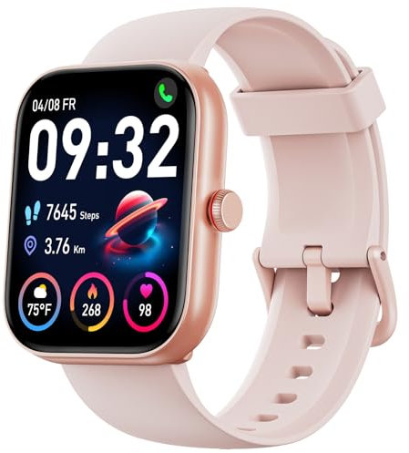 Smartwatch Damen Herren mit Telefonfunktion & Alexa eingebaut,Fitnessuhr mit 110+ Sports,Armbanduhr IP68 Wasserdicht, 24H Herzfrequenz SpO2 Schlafmonitor,1,91 Uhren Damen mit iOS/Android - Rosa