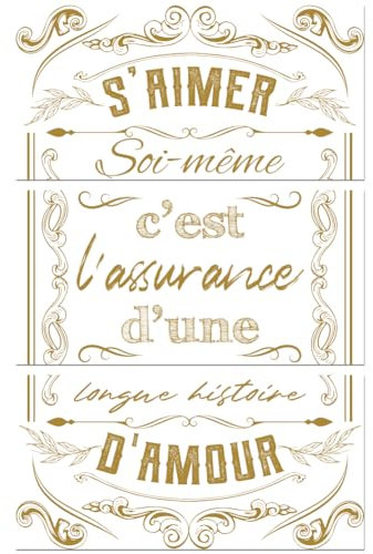Peacoblue UV DTF Rub-On Transferfolie Möbel-Sticker Goldener Buchstabe Muster 15x30cm, 3 Stk. Wasserfeste Deko-Transferaufkleber für Möbel Glas Gläser Porzellan Wäscheschränke Kommoden Holz Kunststoff