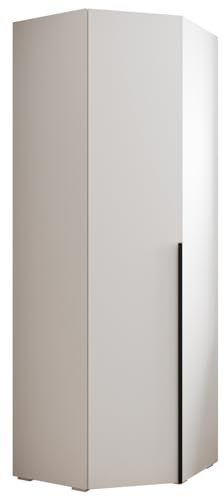 ABIKSMEBLE Inova 1 Guardaroba ad Angolo - Guardaroba con Ripiani e Barre - Mobile contenitore - per Camera da Letto, Cameretta per Adolescenti, Ingresso - 236,7x81,7x47cm - Bianco, Nero