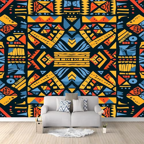 Papier Peint Panoramique 3D Motif Géométrique De Tribu Ethnique Africaine Murale Chambre à Coucher Maison Décoration Intérieure, Papier Peint intissé fond pour Chambre D'Enfant Salon 200x140 cm