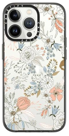 CASETiFY Compact iPhone 13 Pro Case [2X Military Grade Drop Tested / 4ft Drop Protection] - Abstract modern coral white pastel - Clear Black