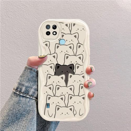 hdqICase Carcasa Compatible con Realme C21Y/Realme C25Y Blanco Caja | Funda Silicona Suave con Diseños Mariposa,Gato y Ondas