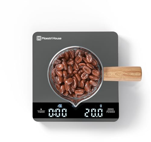 Maestri House Mini Kaffeewaage mit Timer, wiederaufladbare Espresso Waage, 2kg/0,1g Präzisionswaage für Espresso und Pour-Over, tragbare digitale Küchenwaage mit automatischer Zeitmessung
