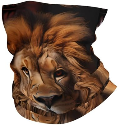 Multifunktionales Sport-Kopftuch. Kann als Schal, Maske, Piratenhut, Halstuch, Haarband, Stirnband verwendet werden. Der Blick der Löwen ist bedruckt, weiß, Einheitsgröße