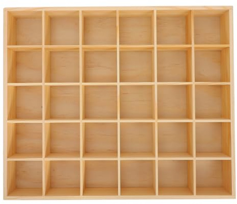 PRETYZOOM Schmuck-Organizer-Tablett Aus Holz Stapelbares Schmucktablett Mit 30 Fächern Ohrring-Aufbewahrungshalter Für Halsketten Ohrringe Und Armbänder Für Schublade Und Kommode