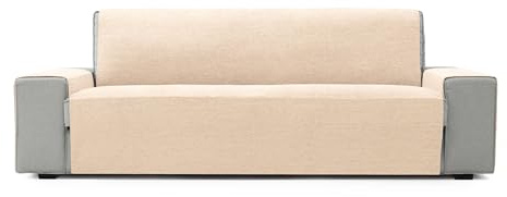 FAVERTI® Sofaüberwurf für 2-Sitzer, 115 cm, Modell Pego, natürlich, Chenille, extra weich, hochwertiger Sofaschutz, recyceltem Material