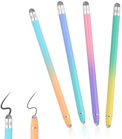 Stylet Tablette Universel pour Écran Tactile, 4 Pièces Stylet Stylo, Stylus Stylet Tactile Capacitif 2 en 1, Touch Pen Compatible avec Android/iOS Smartphones, Tablettes