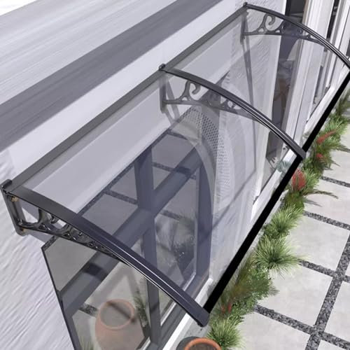 Kristallklare Dachfenster-Markise, Schutz vor UV-Strahlen, Wasser, Regen, Vorder- und Hintertür, Vordach mit gebogenen Klammern, 100 x 220 cm