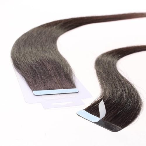 hair2heart Tape Extensions Echthaar Glatt - 10 Tapes 2.5g 60cm Naturschwarz