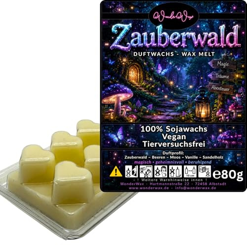 WonderWax® Duftriegel 6 x Duftwachs Herzen Weiß Zauberwald | Farbe: Weiß | Raumduft für Duftlampen, Wax Melt, Sojawachs, Indoor Duftöl Wachs schmelzen für Aromalampe