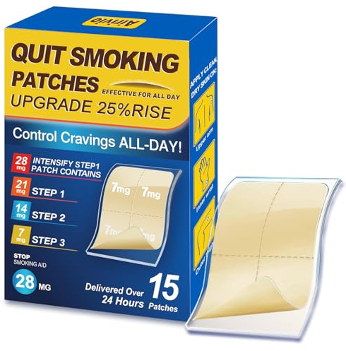 Nicotine Patches Step 1+ (28mg), Adjustable Nicotine Patches 21mg, 14mg, 7mg via Cutting, Quit Smoking Aid & Quit Smoking | | Multi-Step Use (1,2,3) | 15 Count