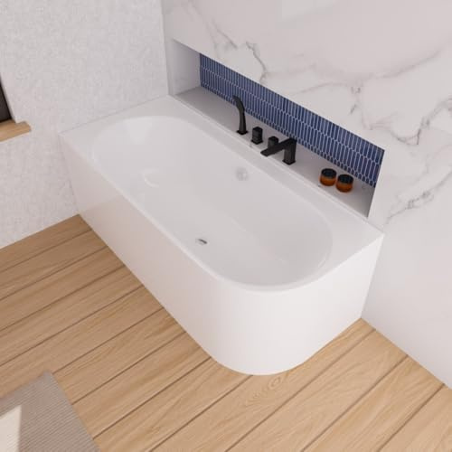 ECOLAM freistehende Badewanne Vigoo 165x75/ 175x75/ 180x80 [cm] links/rechts Wandmontage (Chrom, 175x75 cm links)