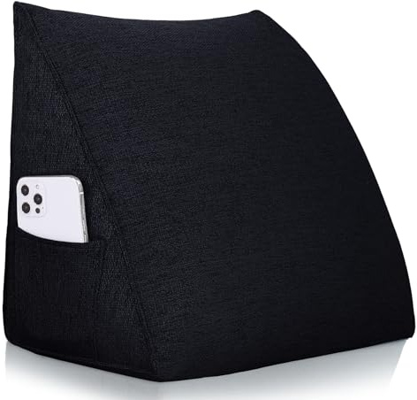 LELEFIDO Cuscino da lettura - Cuscino triangolare a cuneo per letto e divano, comodo cuscino per la schiena, morbido cuscino per leggere e rilassarsi, con fodera rimovibile e lavabile