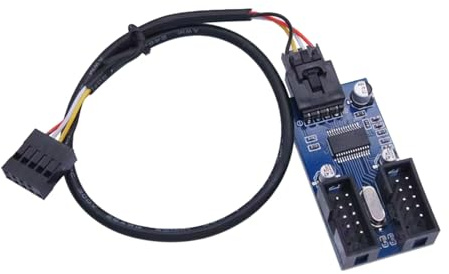 GKYQVE Expand Your PC USB Capabilities 9Pin Motherboards Header Multiplier 9Pin Splitter Easy Internal Cable Management Hub Splitter