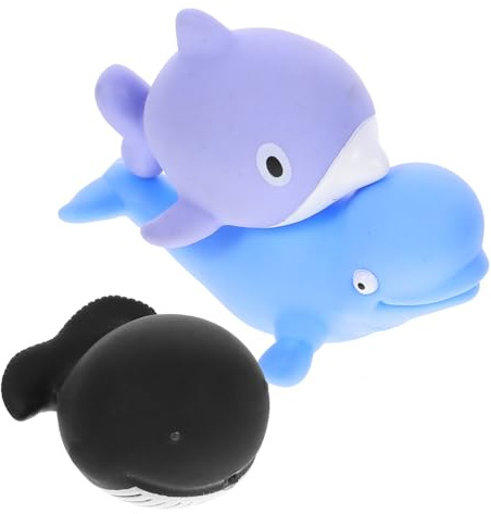 POPETPOP 3 Piezas Juguetes de Baño para Bebés con Diseño de Animales Marinos Flotantes Suaves y Fáciles de Apretar para Piscina y Ducha para Desarrollo Motriz y Diversión el Agua