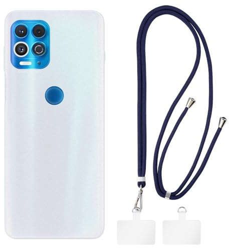 Shantime Hülle und Crossbody-Trageriemen-Set Kompatibel mit Motorola Moto Nio Handyhülle und Verstellbarem Halsband mit Metallschnallen und 2 Aufklebern(Blaues)