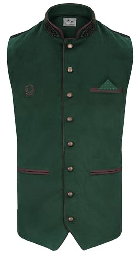 Steigenhöfer Trachtenweste Herren in Samtoptik - Edmund - Verstellbarer Rückenriegel - Tiefe Taschen - Traditionelle Kugelknöpfe - Einstecktuch - Ideal für ihr Oktoberfest Herren Outfit