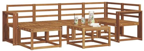 vidaXL Outdoor-Sofagarnitur 7 pcs Natur Massivholz Akazie, Garten, modern, langlebiges Outdoor-ecksofa-Set, Patio-Lounge-möbel, terrasse-innenwohnen-Komfort