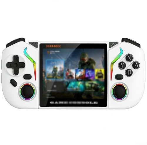 X95Pro Console rétro avec plus de 20 000 jeux classiques - Écran IPS de 3,5 (640 x 480), batterie 3000 mAh et support complet (blanc)