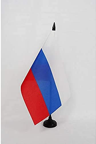 AZ FLAG - Drapeau De Table Russie RSFSR 1991-1993 21x14 cm - Petit Drapeau De La Rsfs Russe De Bureau 100% Polyester Avec Hampe De 25cm Et Socle En Plastique Noir