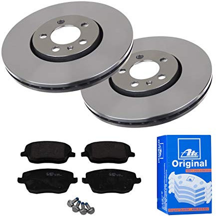 ATE Bremsen-Set 2 Bremsscheiben + Bremsbeläge Einbau Vorderachse Bremsscheiben-Set Scheibenbremsen IJF141DHO7 passend für Skoda Fabia 2 542 VW Polo 9Nx