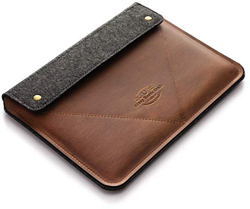 Etui/Hülle für MacBook Pro 13/14 / 15/16 Zoll, Classic Brown Kompatibel mit MB Air 13/15 inch M1 M2 Tasche, Vintage Italian Leder 100% Wollfilz Laptop Case, Cover, Sleeve, Crazy Horse Craft