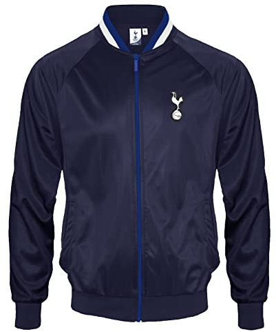 Tottenham Hotspur - Herren Trainingsjacke - Offizielles Merchandise - Dunkelblau mit gestreiftem Kragen - L