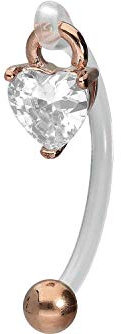 PIERCINGLINE PMFK Bananabell + Chirurgenstahl Design KRISTALL HERZ Piercing Intimbereich Bauch Roségoldfarben