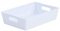 Muddy Hands Small Large Rectangle Plastic Storage Baskets Boxes (PACK OF 2) (Small Shallow, White)