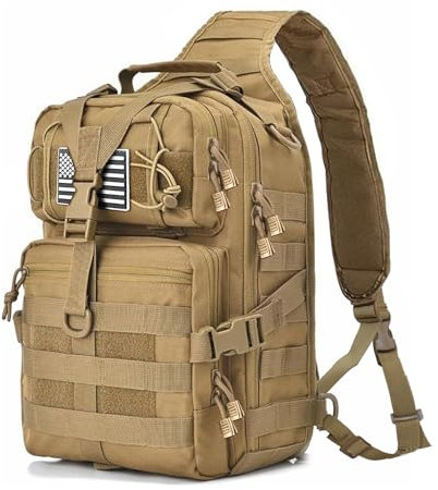 HAOMUK Taktische Umhängetasche Military Rover Schultertasche, EDC Molle Angriffstasche für den Einsatzbereich, Khaki, pro