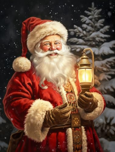 Eiflow 5D Christmas Gem Craft Painting Kits Full Drill Santa Claus,DIY Paint by Diamond Embroidery Art Craft Mosaic Making for Home Wall Decor(12x16 Inches)…