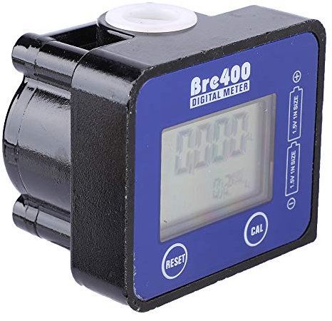 Fuel Flowmeter, Digital LCD Display Turbine Meter, for Diesel Gasoline Kerosene Engine Oil, 1/2 Inlet/Outlet, High Accuracy 5 Digit Reading Display, 1.5V