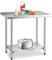 COSTWAY Table de Travail Cuisine en Acier Inoxydable 61 x 92 cm, Plan de Travail Cuisine avec 2 Étagère, Charge 250 kg, Extérieur/Intérieur pour Cuisine, Restaurant, Jardin, Hôtel