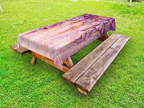 Abakuhaus Baum Outdoor-Tischdecke, Aquarell Wisteria Blüte, dekorative waschbare Picknick-Tischdecke, 145 x 210 cm, Violet Lila Pink